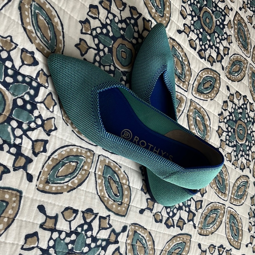 Rothy’s aquamarine pointed toe flats